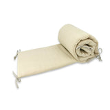 Aparatoare pentru patut, Qmini, Din muselina dubla, 180x30 cm, Cu panglici, Din material certificat Oeko Tex Standard 100, Warm Beige