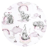 Aparatoare pentru patut, Qmini, Tip rulou, Cu husa detasabila, Lungime 180 cm, Din bumbac certificat Oeko Tex Standard 100, Elephants on Rainbow Pink