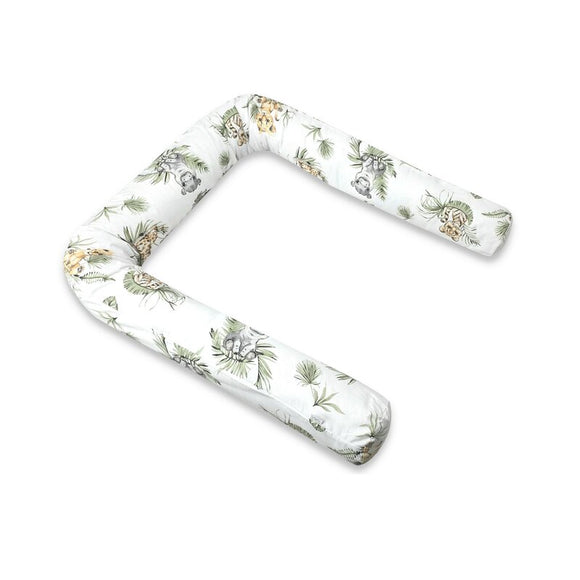 Aparatoare pentru patut, Qmini, Tip rulou, Cu husa detasabila, Lungime 180 cm, Din bumbac certificat Oeko Tex Standard 100, Safari