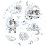 Aparatoare pentru patut, Qmini, Tip rulou, Cu husa detasabila, Lungime 180 cm, Din bumbac certificat Oeko Tex Standard 100, Teddy Bear and Friends Blue