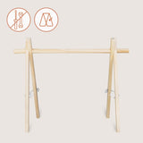 Arcada de activitati Montessori, Lionelo, Anis, Din lemn de pin, Jucarii plus, 4 jucarii suspendate, Stimuleaza simturile, Pliere rapida, 0+ luni, Multicolor