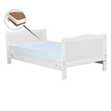 Patut din lemn bebe, Transformabil si pentru junior, 140x70 cm, Din lemn de pin si mdf, Stabil si rezistent, Inaltime saltea reglabila pe 3 nivele, Laterala cu 3 bete detasabile, EN716-1, EN716-2, Alb, Babyneeds, Nadia + Saltea 12 cm