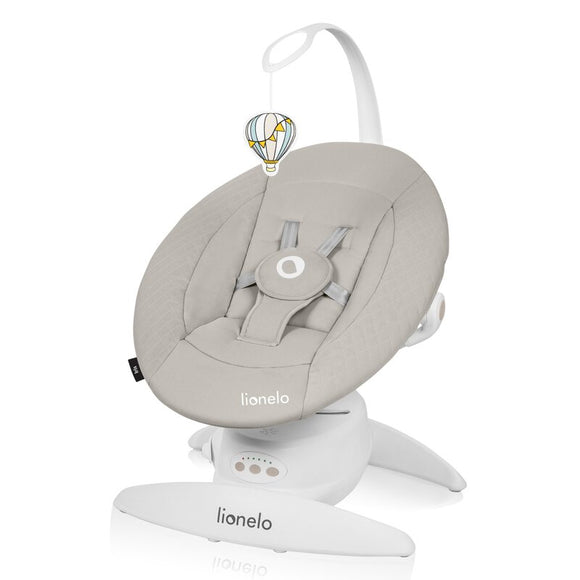 Balansoar, Lionelo, Iris, 2 in 1, Rotire 360 grade, Electric, Cu 3 moduri de leganare, Cu 5 trepte de viteza, Cu 3 pozitii de inclinare, 12 melodii, Silentios, Pana la 9 kg, Bej