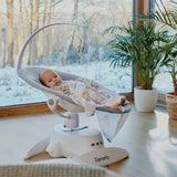 Balansoar, Lionelo, Iris, 2 in 1, Rotire 360 grade, Electric, Cu 3 moduri de leganare, Cu 5 trepte de viteza, Cu 3 pozitii de inclinare, Pana la 9 kg, Gri