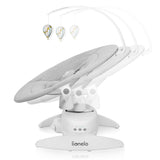 Balansoar, Lionelo, Iris, 2 in 1, Rotire 360 grade, Electric, Cu 3 moduri de leganare, Cu 5 trepte de viteza, Cu 3 pozitii de inclinare, Pana la 9 kg, Gri