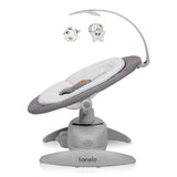 Balansoar, Lionelo, Mell, 2 in 1, Rotire 360 grade, Electric, Cu 3 moduri de leganare, Cu 5 trepte de viteza, Cu 3 pozitii de inclinare, Cu timer, 12 melodii si 2 sunete ale naturii, Pana la 9 kg, Gri