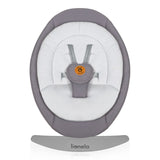 Balansoar, Lionelo, Mell, 2 in 1, Rotire 360 grade, Electric, Cu 3 moduri de leganare, Cu 5 trepte de viteza, Cu 3 pozitii de inclinare, Cu timer, 12 melodii si 2 sunete ale naturii, Pana la 9 kg, Gri