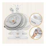 Balansoar, Lionelo, Mell, 2 in 1, Rotire 360 grade, Electric, Cu 3 moduri de leganare, Cu 5 trepte de viteza, Cu 3 pozitii de inclinare, Cu timer, 12 melodii si 2 sunete ale naturii, Pana la 9 kg, Bej