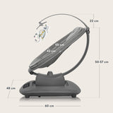 Balansoar si sezlong, Lionelo, Blossom, 5 melodii, 5 moduri de balansare, Cu jucarii, Husa respirabila, 60% bambus, Cu telecomanda, Reglare pozitie scaun pentru somn, Pana la 9 kg, Gri