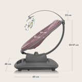 Balansoar si sezlong, Lionelo, Blossom, 5 melodii, 5 moduri de balansare, Cu jucarii, Husa respirabila, 60% bambus, Cu telecomanda, Reglare pozitie scaun pentru somn, Pana la 9 kg, Mov