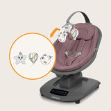 Balansoar si sezlong, Lionelo, Blossom, 5 melodii, 5 moduri de balansare, Cu jucarii, Husa respirabila, 60% bambus, Cu telecomanda, Reglare pozitie scaun pentru somn, Pana la 9 kg, Mov