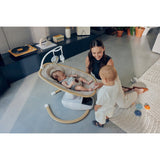 Balansoar si sezlong, Lionelo, Olivia, 2 in 1, Electric, Cu leganare 3D, 5 moduri de balansare in mai multe directii, Cu 13 melodii, Scaun pivotant la 180 grade, Reglabil, Cu arcada jucarii, Bej