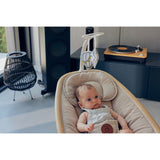 Balansoar si sezlong, Lionelo, Olivia, 2 in 1, Electric, Cu leganare 3D, 5 moduri de balansare in mai multe directii, Cu 13 melodii, Scaun pivotant la 180 grade, Reglabil, Cu arcada jucarii, Bej