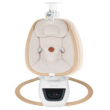 Balansoar si sezlong, Lionelo, Olivia, 2 in 1, Electric, Cu leganare 3D, 5 moduri de balansare in mai multe directii, Cu 13 melodii, Scaun pivotant la 180 grade, Reglabil, Cu arcada jucarii, Bej