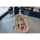 Balansoar si sezlong, Lionelo, Olivia, 2 in 1, Electric, Cu leganare 3D, 5 moduri de balansare in mai multe directii, Cu 13 melodii, Scaun pivotant la 180 grade, Reglabil, Cu arcada jucarii, Bej