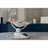 Balansoar si sezlong, Lionelo, Olivia, 2 in 1, Electric, Cu leganare 3D, 5 moduri de balansare in mai multe directii, Cu 13 melodii, Scaun pivotant la 180 grade, Reglabil, Cu arcada jucarii, Bej