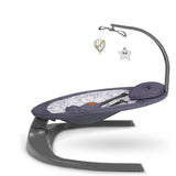 Balansoar si sezlong, Lionelo, Ralf, 2 in 1, Electric, Cu telecomanda si cablu USB, Cu miscare laterala de balansare si 5 niveluri diferite de viteza, Cu 12 melodii, Gri/Alb