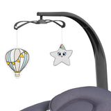 Balansoar si sezlong, Lionelo, Ralf, 2 in 1, Electric, Cu telecomanda si cablu USB, Cu miscare laterala de balansare si 5 niveluri diferite de viteza, Cu 12 melodii, Gri/Alb