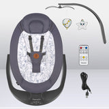 Balansoar si sezlong, Lionelo, Ralf, 2 in 1, Electric, Cu telecomanda si cablu USB, Cu miscare laterala de balansare si 5 niveluri diferite de viteza, Cu 12 melodii, Gri/Alb