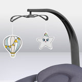 Balansoar si sezlong, Lionelo, Ralf, 2 in 1, Electric, Cu telecomanda si cablu USB, Cu miscare laterala de balansare si 5 niveluri diferite de viteza, Cu 12 melodii, Gri/Alb