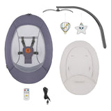 Balansoar si sezlong, Lionelo, Ralf, 2 in 1, Electric, Cu telecomanda si cablu USB, Cu miscare laterala de balansare si 5 niveluri diferite de viteza, Cu 12 melodii, Gri Grafit, Resigilat