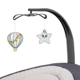 Balansoar si sezlong, Lionelo, Ralf, 2 in 1, Electric, Cu telecomanda si cablu USB, Cu miscare laterala de balansare si 5 niveluri diferite de viteza, Cu 12 melodii, Gri Grafit, Resigilat