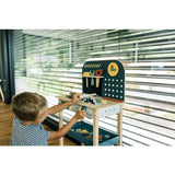 Banc de lucru, Free2Play, My first wooden Work Bench, Cu diverse unelte si accesorii, Pliabil, 55 x 28,5 x 85 cm, 36 luni+, Multicolor