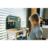 Banc de lucru, Free2Play, My first wooden Work Bench, Cu diverse unelte si accesorii, Pliabil, 55 x 28,5 x 85 cm, 36 luni+, Multicolor