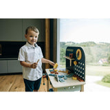 Banc de lucru, Free2Play, My first wooden Work Bench, Cu diverse unelte si accesorii, Pliabil, 55 x 28,5 x 85 cm, 36 luni+, Multicolor