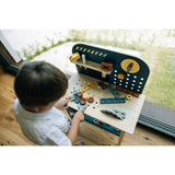 Banc de lucru, Free2Play, My first wooden Work Bench, Cu diverse unelte si accesorii, Pliabil, 55 x 28,5 x 85 cm, 36 luni+, Multicolor