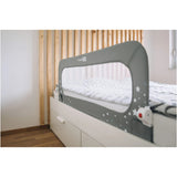 Protectie laterala pat, FreeON, Pentru bebe, Rabatabila, Instalare usoara, Dimensiune 135 x 57 cm, Little Stars, Conform cu standardul european BS7972:2001+A12009, Grey