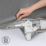 Bariera de protectie pentru pat, Lionelo, Lora XL, Pliabila, Sistem de blocare StandSafe, Geanta de transport inclusa, 150x46 cm, Conform cu BS 7972:2001+A1:2009, Gri