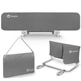 Bariera de protectie pentru pat, Lionelo, Lora XL, Pliabila, Sistem de blocare StandSafe, Geanta de transport inclusa, 150x46 cm, Conform cu BS 7972:2001+A1:2009, Gri