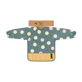 Baveta impermeabila, Petite&Mars, Cu maneci lungi, Usor de curatat, inchidere prin velcro, Dimensiune 38x42 cm, 24 luni+, Beige Citrus