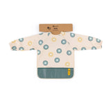 Baveta impermeabila, Petite&Mars, Cu maneci lungi, Usor de curatat, inchidere prin velcro, Dimensiune 38x42 cm, 24 luni+, Green Kiwi