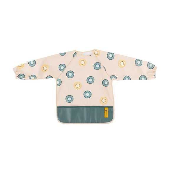 Baveta impermeabila, Petite&Mars, Cu maneci lungi, Usor de curatat, inchidere prin velcro, Dimensiune 38x42 cm, 24 luni+, Green Kiwi