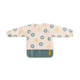 Baveta impermeabila, Petite&Mars, Cu maneci lungi, Usor de curatat, inchidere prin velcro, Dimensiune 38x42 cm, 24 luni+, Green Kiwi