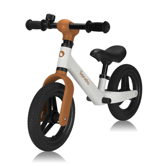 Bicicleta fara pedale, Lionelo, Toni, Cu ghidon si sa reglabile, Ultra usoara, 2.8 Kg, 18 luni+, Sustine 30 kg, Conform cu standardul EN71-1/2/3, Certificata TUV SUD, Bej