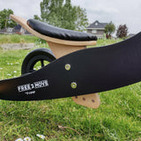 Bicicleta/tricicleta fara pedale, Free2Move, Din lemn, 2 in 1, Functie de bicicleta echilibru, Sa reglabila, Manere antiderapante, Roti ajustabile, 18 luni - 3 ani, Conform cu standardele europene EN71-1;2018, EN71-2:2020, EN71-3:2021, Brown Black