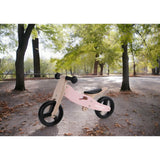 Bicicleta/tricicleta fara pedale, Free2Move, Din lemn, 2 in 1, Functie de bicicleta echilibru, Scaun reglabil, Roti ajustabile, Manere antiderapante, Varsta 1-3 ani, Conform cu standardele europene EN71-1;2018, EN71-2:2020, EN71-3:2021, Dusty Pink