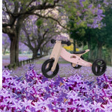 Bicicleta/tricicleta fara pedale, Free2Move, Din lemn, 2 in 1, Functie de bicicleta echilibru, Scaun reglabil, Roti ajustabile, Manere antiderapante, Varsta 1-3 ani, Conform cu standardele europene EN71-1;2018, EN71-2:2020, EN71-3:2021, Dusty Pink