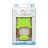 Jucarie de dentitie, Bocioland, Din silicon si lemn, Usor de prins, Bpa Free, Vulpe, Verde