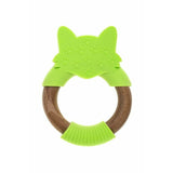 Jucarie de dentitie, Bocioland, Din silicon si lemn, Usor de prins, Bpa Free, Vulpe, Verde