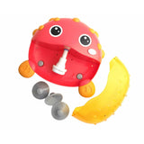 Jucarie Interactiva de baie, Bocioland, Peste cu difuzor pentru baloane de spuma si muzica, Fixare cu Ventuze, Rosu, 20x20 cm