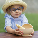 Bol, Petite&Mars, Take&Match, Din silicon, Cu ventuza, Fara BPA, Adecvat pentru masina de spalat vase si microunde, Nu absoarbe mirosuri, 6 luni+, 360 ml, Velvet Latte, Maro pudrat