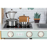 Bucatarie copii lemn, Free2Play, Mini Chef, Cu efecte de sunet si lumina, Cu accesorii, 70 x 30 x 104 cm, Conform cu standardele europene EN71-1;2018, EN71-2:2020, EN71-3:2021