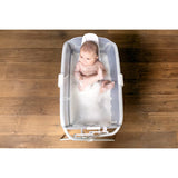 Cadita de baie cu pliere ultra-compacta, Jane, Oasis, Cu doua manere, 68 x 42 x 26 cm, Conform cu standardul european de siguranta EN 17072:2018, Pale