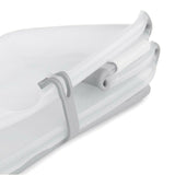 Cadita de baie cu pliere ultra-compacta, Jane, Oasis, Cu doua manere, 68 x 42 x 26 cm, Conform cu standardul european de siguranta EN 17072:2018, Pale