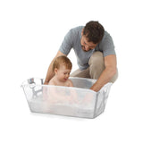 Cadita de baie cu pliere ultra-compacta, Jane, Oasis, Cu doua manere, 68 x 42 x 26 cm, Conform cu standardul european de siguranta EN 17072:2018, Tropical