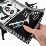 Carticica senzoriala, Bocioland, Cu 12 imagini contrastante, Fosneste cand este atinsa, Cu panglici pentru atasare la patut, 15x80,5 cm, 0 luni+, Rabbit